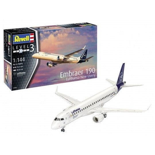 Revell 1/144 Embraer 190 Lufthansa Passenger Airliner