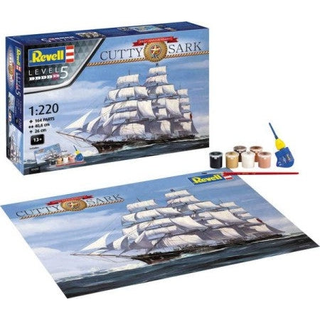 Revell 1/220 Cutty Sark Sailing Ship 150th Anniversary (includes poster) w/paint & glue