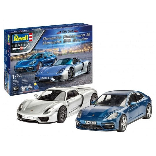 Revell 1/24 Porsche Panamera & 918 Spyder Cars Gift Set w/paint & glue