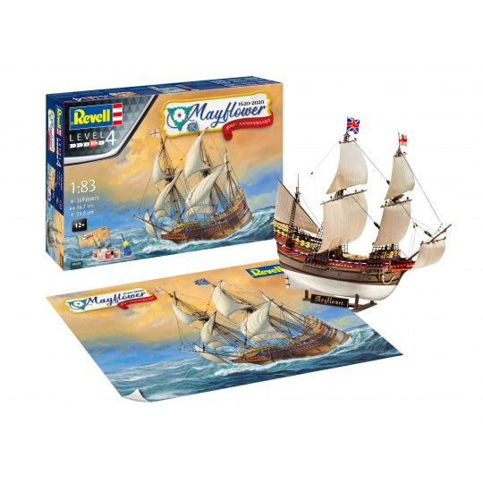 Revell 1/83 Mayflower Sailing Ship 400th Anniversary (includes poster) w/paint & glue