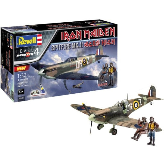 Revell 1/32 Spitfire Mk II Aces High Iron Maiden Fighter & 2 Pilot Figures w/paint & glue