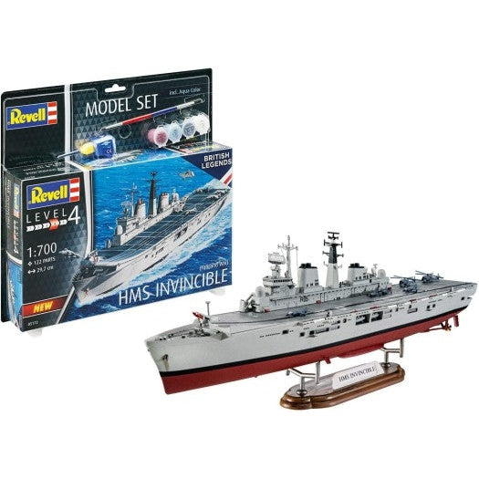 Revell 1/700 HMS Invincible Aircraft Carrier Falklands War w/paint & glue