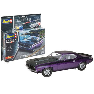 Revell 1/25 1970 Plymouth AAR Cuda Car w/paint & glue