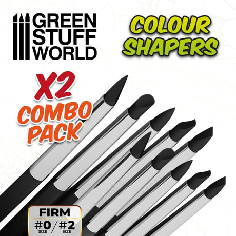 Green Stuff World Colour Shapers Brushes Combo 0 And 2  Black Firm - Fusion Scale Hobbies