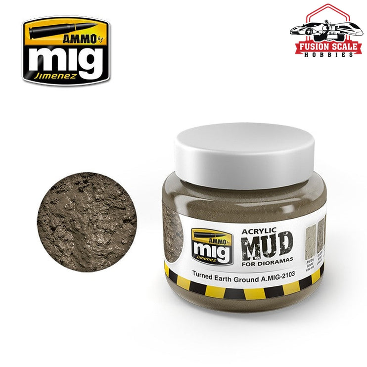 Ammo Mig Jimenez Turned Earth Ground Acrylic Mud 250ml Jar AMIG2103 - Fusion Scale Hobbies