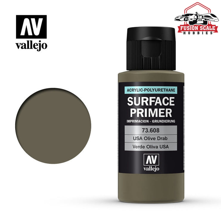 Vallejo UK Olive Drab Surface Primer 60ml VLJ73608