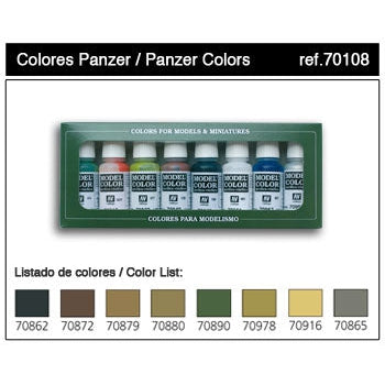 17ml Bottle Panzer Model Color Paint Set (8 Colors) - Fusion Scale Hobbies