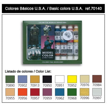 17ml Bottle Basic USA Model Color Paint Set (16 Colors) - Fusion Scale Hobbies