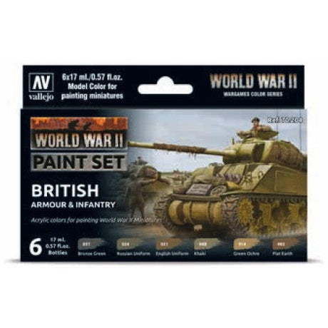 17ml Bottle WWII Wargames British Armour & Infantry Model Color Paint Set (6 Colors) - Fusion Scale Hobbies