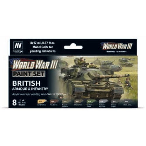 17ml Bottle WWIII Wargames British Armour/Infantry Model Color Paint Set (8 Colors) - Fusion Scale Hobbies