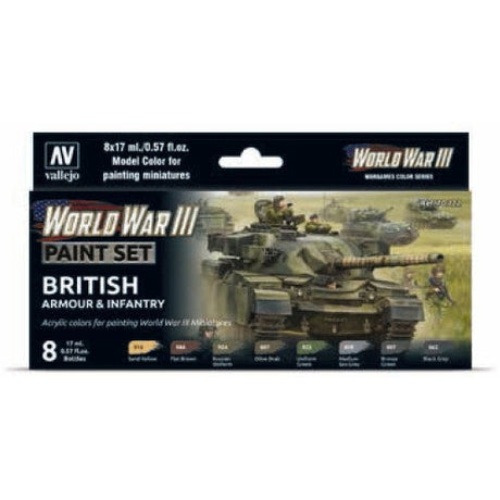 17ml Bottle WWIII Wargames British Armour/Infantry Model Color Paint Set (8 Colors) - Fusion Scale Hobbies