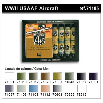 17ml Bottle WWII USAAF Model Air Paint Set (16 Colors) - Fusion Scale Hobbies