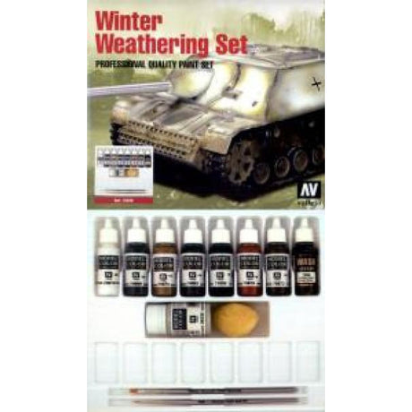 17ml Bottle Winter Weathering Pro Model Color Paint Set (8 Colors & 35ml Sandy Paste) - Fusion Scale Hobbies
