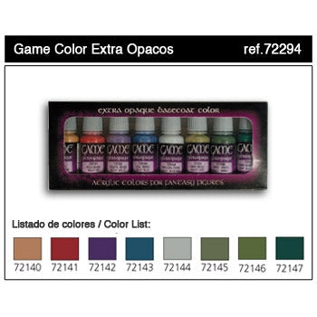 17ml Bottle Extra Opaque Game Color Paint Set (8 Colors) - Fusion Scale Hobbies