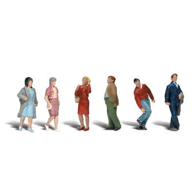 People Walking - HO Scale - A set of three men and three women walking along