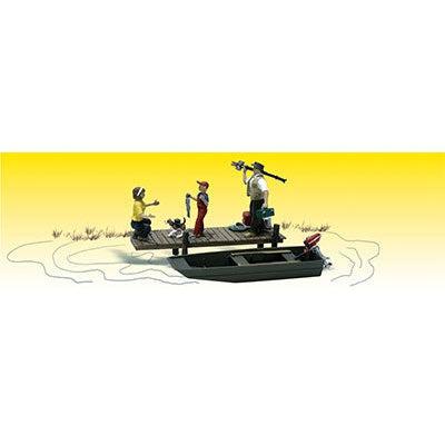 HO Scenic Accents Family Fishing (3 w/Dog & Boat) - Fusion Scale Hobbies